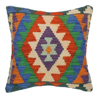 1990s Rustic Turkish Hand Woven Kilim Throw Pillow For Sale