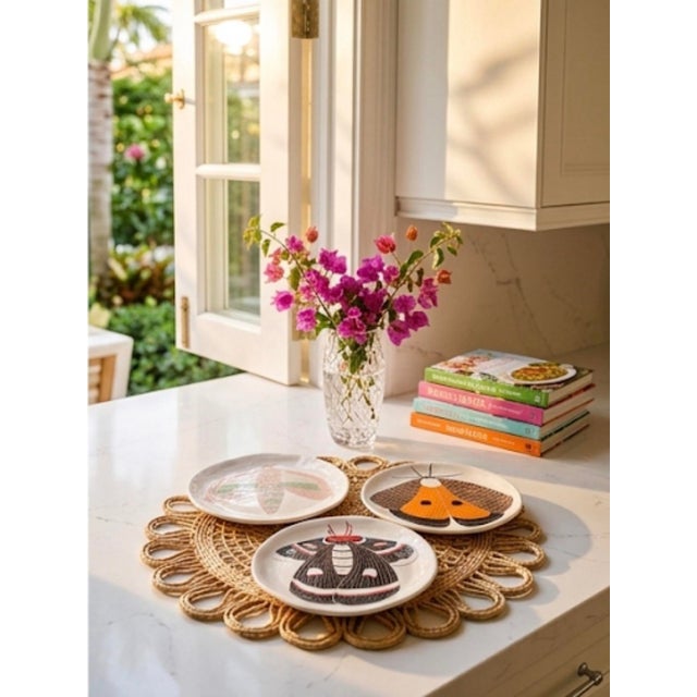 Set of 3 Vintage Spanish Studio Pottery Moth Ceramic Decorative Plates For Sale - Image 11 of 12