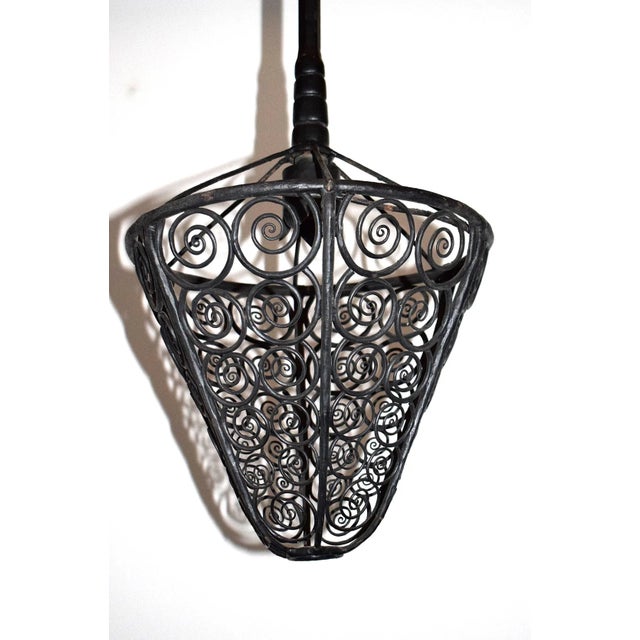 Art Nouveau Wrought Iron Ceiling Lamp, 1920s For Sale - Image 3 of 6