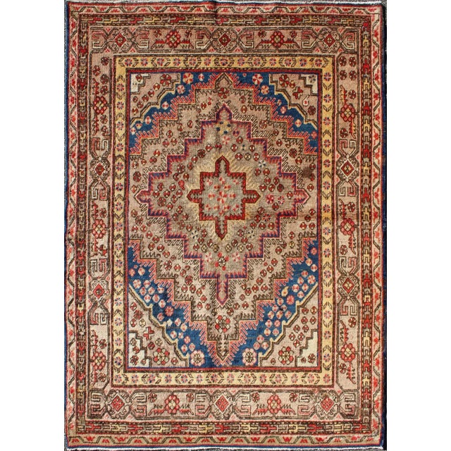 Textile Colorful Antique Khotan Rug With Multi Layered Medallion 4'8 X 6'6 For Sale - Image 7 of 7