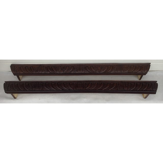 Set of two 19th century French Neo-Renaissance carved curtain rod covers made of oak wood in the 19th century....