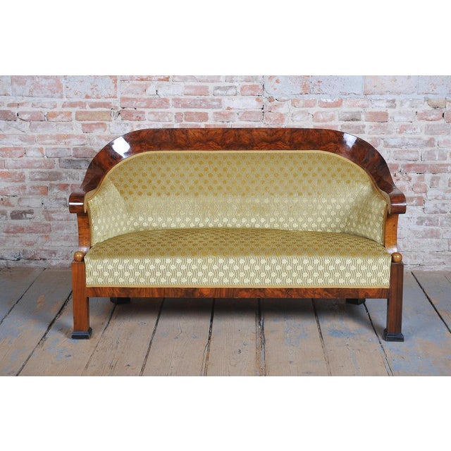 Empire Upholstered and Inlaid Walnut Living Room Set, Austria, 1810s, Set of 3 For Sale - Image 6 of 18