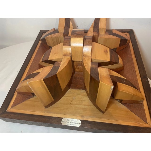 1980s Large Hand Carved Wood Original Alex Sterin Dimensional Wall Sculpture Statue For Sale - Image 11 of 12