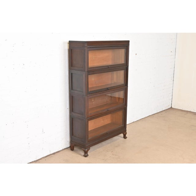 1920s Antique Arts & Crafts Mahogany Four-Stack Barrister Bookcase by Macey, Circa 1920s For Sale - Image 5 of 12