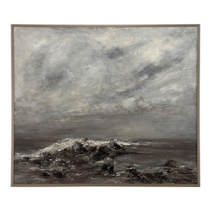 Mid Century Oil on Canvas by Francine Kerckx (1921-?) 'Stormy Seascape With Rocky Coast'