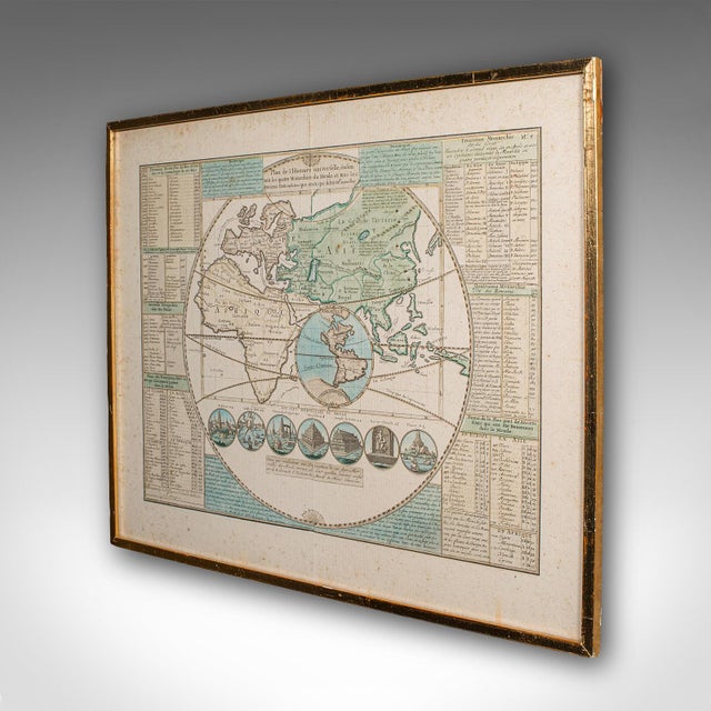 Traditional Antique Plan De l'Historie Universelle World Map, Framed Cartography, Circa 1730 For Sale - Image 3 of 12