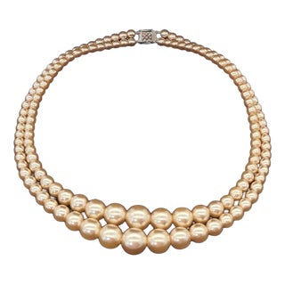 Double-Strand Faux Pearl Necklace from Monet, 1960s For Sale