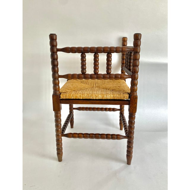 Vintage Dutch Oak Bobbin Corner Chair For Sale In Los Angeles - Image 6 of 10