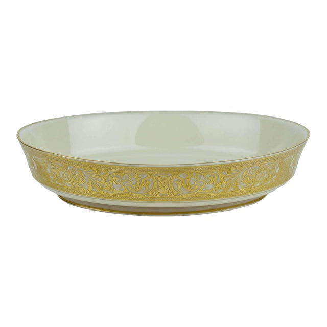 Mid 20th Century Franciscan Renaissance Gold 9" Oval Vegetable Salad Serving Bowl Usa For Sale