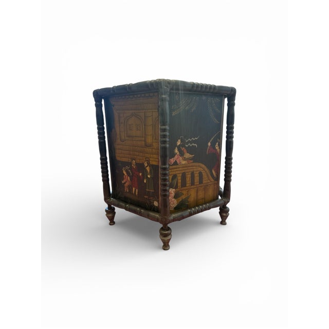 Chinoiserie Vintage Metal Chinoiserie Waste Paper Basket For Sale - Image 3 of 8