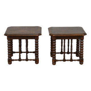 Carved and Turned Wooden Stools, 1800s, Set of 2 For Sale