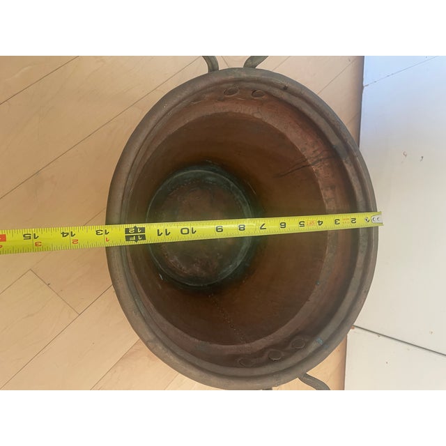 Rustic European Antique Primitive Copper Basin Bucket Dovetail Cramp Seam For Sale - Image 3 of 10