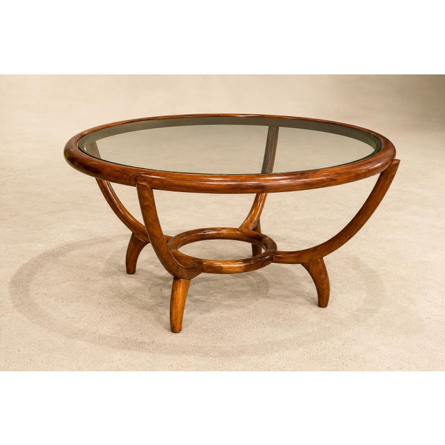 Round Coffee Table in Caviúna Wood & Glass by Giuseppe Scapinelli, Brazil, 1950s For Sale - Image 13 of 18