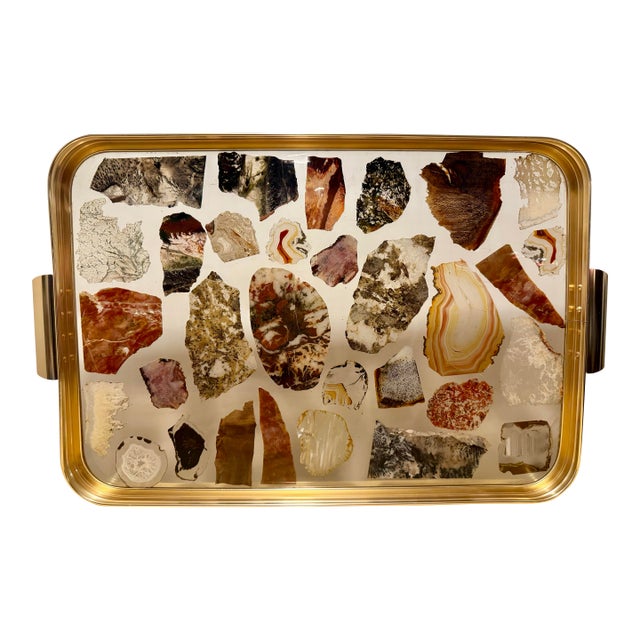 Mid-Century Modern Italian Mineral Specimen Serving Tray For Sale