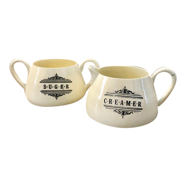 Shabby Chic-Style Creamer and Sugar Set- 2 Pieces For Sale