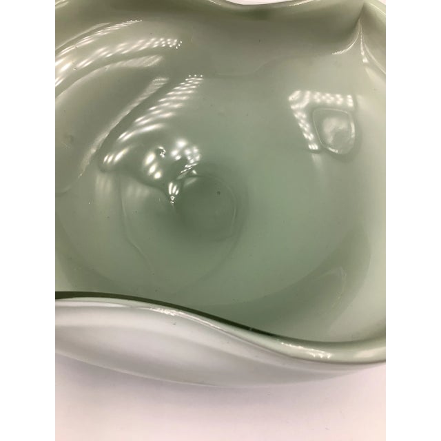 Vintage Murano Pale Sage Gray Art Glass Bowl Italy For Sale - Image 4 of 7
