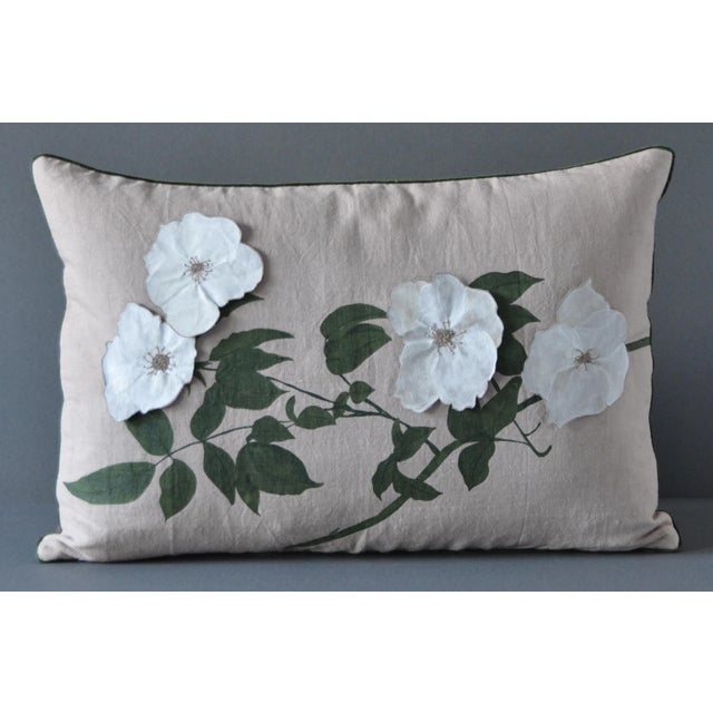 The Wild Roses cushion is part of the Botanica collection by GAIADIPAOLA. It's hand painted and embroidered on vintage...