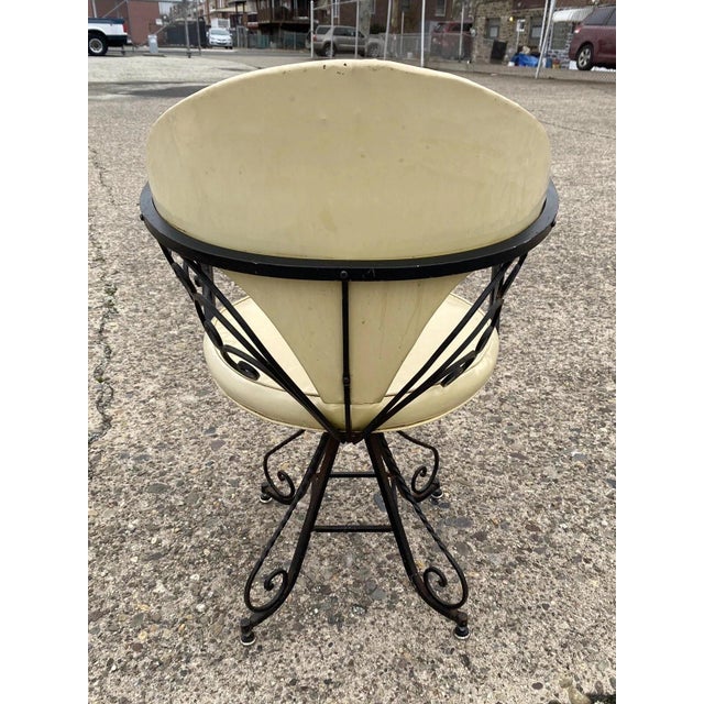 Black Vintage Hollywood Regency Wrought Iron Butterfly Swivel Dining Chairs - Set of 4 For Sale - Image 8 of 12