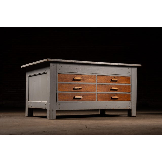 Industrial Vintage Industrial 6-Drawer Laboratory Island Work Table For Sale - Image 3 of 11