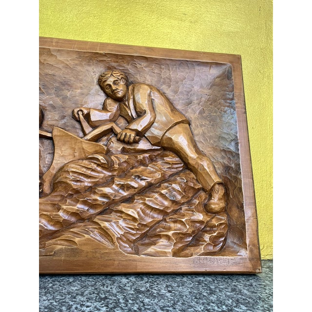 1990s Large Wood Carving of Farmer with Horse-Drawn Plough by Wolfgang Duksch, 1990s For Sale - Image 5 of 13