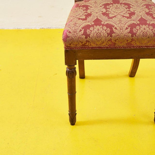 Chair in Red Damask Upholstery, 19th Century For Sale - Image 3 of 8