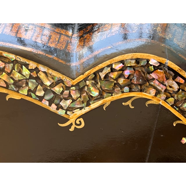 19th Century Victorian Hand Painted & Ebonized Tilt-Top Side Table With Inlays For Sale - Image 9 of 13