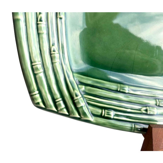 Vintage Bamboo by Bordallo Pinheiro Ceramic Oval Serving Platter For Sale In Miami - Image 6 of 16