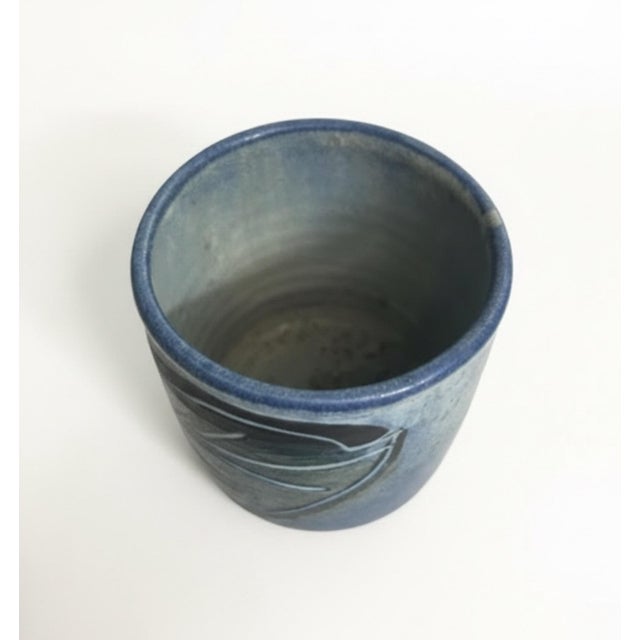 Blue Signed Butterfield Studio Pottery Teapot 4 Cups Blue Green Sgraffito Set For Sale - Image 8 of 10