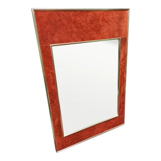 Vintage La Barge Suede and Chrome Mirror For Sale
