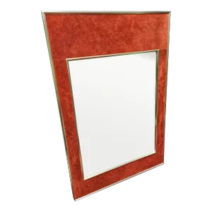 Vintage La Barge Suede and Chrome Mirror