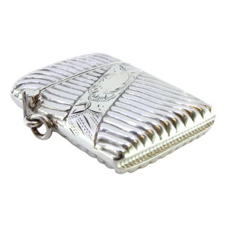 Silver Matchbox with Bias-Cut Fluted Bands For Sale