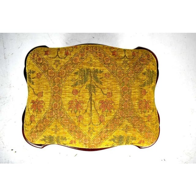 A dutch inlaid mahogany stool, with loose needlework seat, square, 19th century. H 20 in. X w 21 in. X d 16 in. H 50.8 cm...