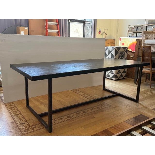 Industrial Bespoke Wood + Metal Dining Table For Sale - Image 3 of 12