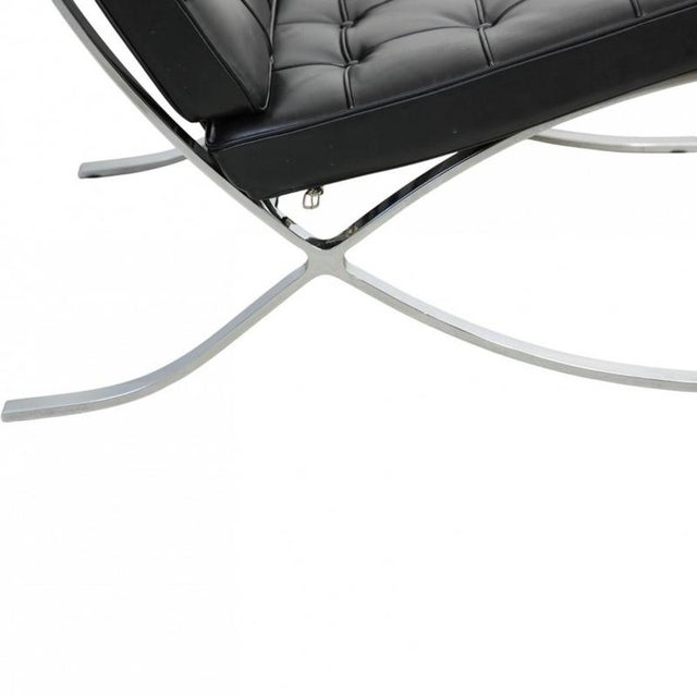 Vintage Barcelona Chair in Black Leather by Ludwig Mies Van Der Rohe, 2000s For Sale - Image 6 of 14