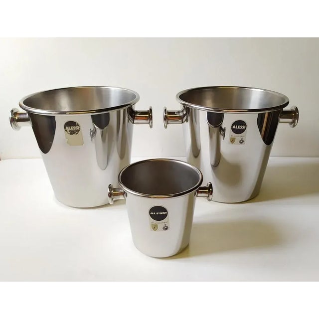 Metal Ice Buckets by Ettore Sottsass for Alessi, 1980s, Set of 3 For Sale - Image 7 of 7