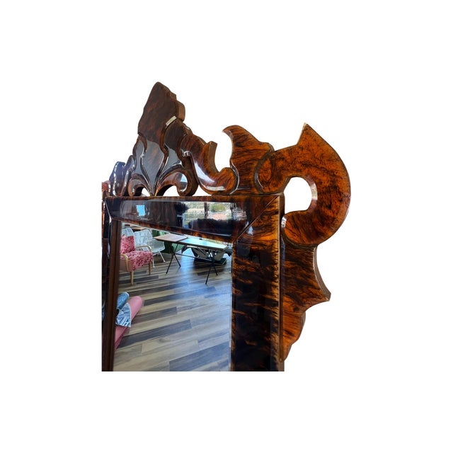 1970s Vintage Rare Mid Century Modern 1970s Regent Faux Tortoise Shell Wall Mirror Regency For Sale - Image 5 of 10