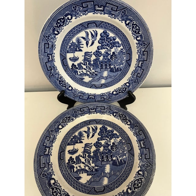 Early 20th Century Ye Olde Willow Ware Plates, Made in England- Set of 4 For Sale - Image 10 of 10