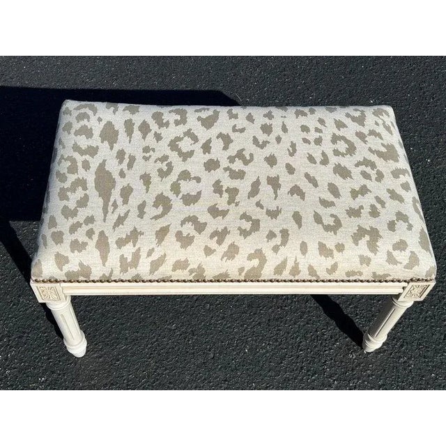Upholstered Bench With Animal Print For Sale In New York - Image 6 of 13