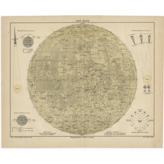 Antique Lunar Map, 1890s For Sale