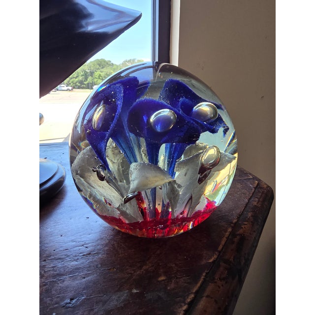 Antique Patriotic Red White and Blue Glass Door Stop For Sale - Image 11 of 12