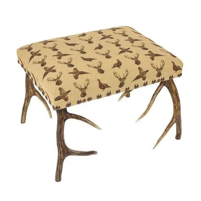 English Highland Beige Antler Stool For Sale - Image 3 of 3