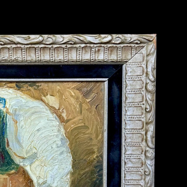 Mid 20th Century Still Life Oil Painting – Bold Colors, Original Wood Frame Vintage For Sale - Image 5 of 7