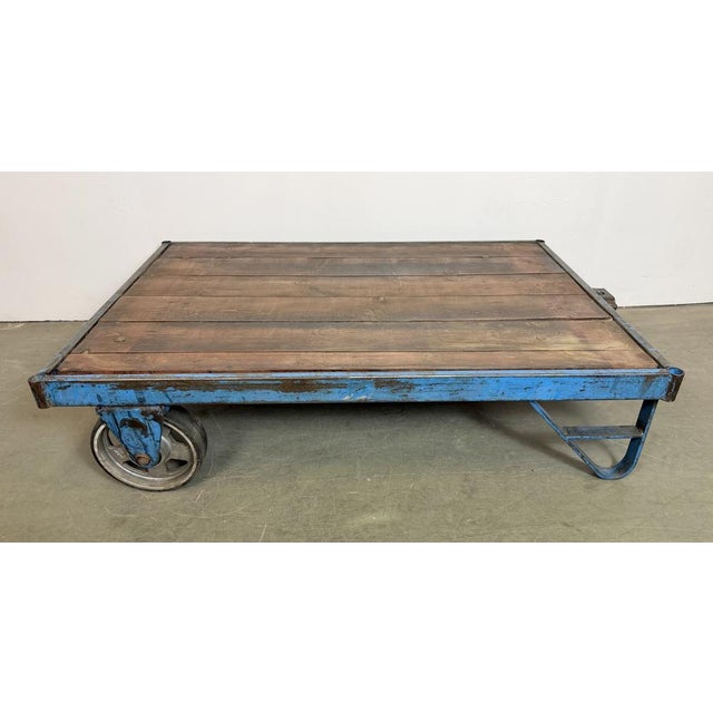 Large Industrial Blue Coffee Table Cart, 1960s For Sale - Image 13 of 18