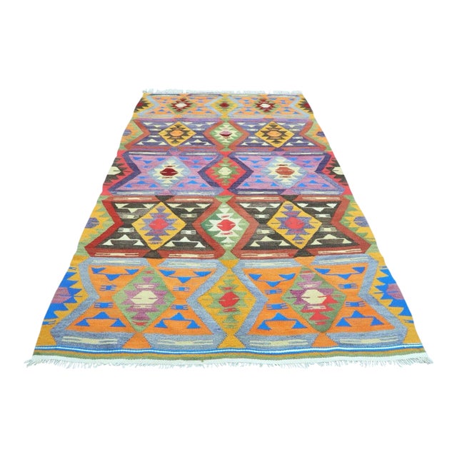 1960s Colorfull Bohemian Kilim Rug - 68"x107" For Sale