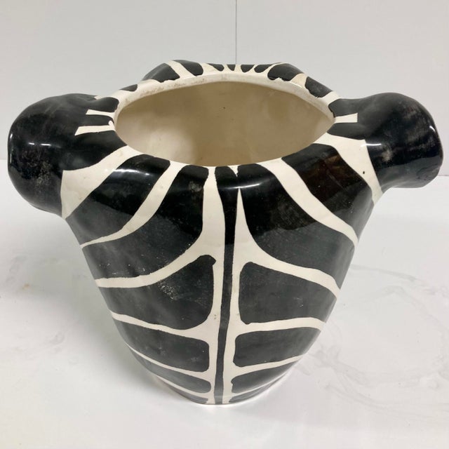 1960s Boho Chic Ceramic Zebra Cachepot For Sale - Image 5 of 10