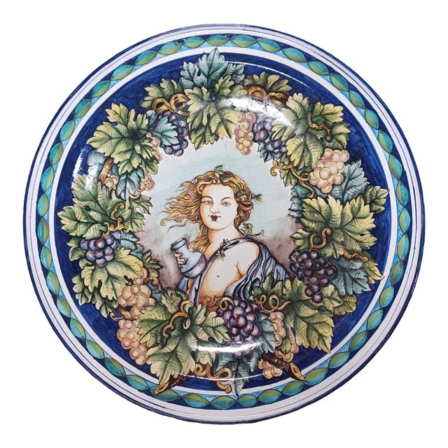 Vintage Late 20th Century Italian Ceramic Wall Charger Depicting a Goddess For Sale