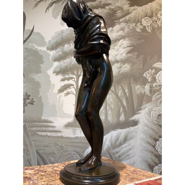 19th Century Patinated Bronze Figure of a Young Woman by Houdon For Sale - Image 9 of 12