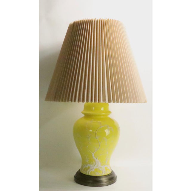 1970s Bright Yellow Chinese Style Table Lamp For Sale - Image 9 of 9