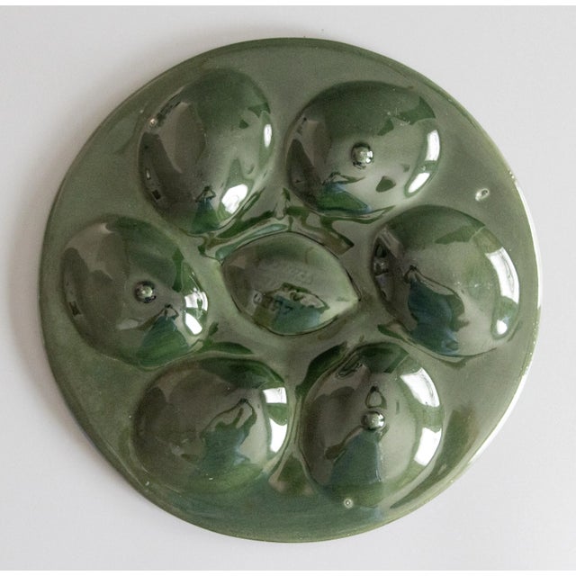 Antique French Saint Clément Majolica Blue Green & Yellow Lemon Wedge Oyster Plate For Sale In Houston - Image 6 of 7