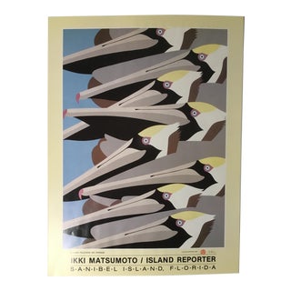 Vintage Signed Ikki Matsumoto "Brown Pelicans on Parade" Poster For Sale